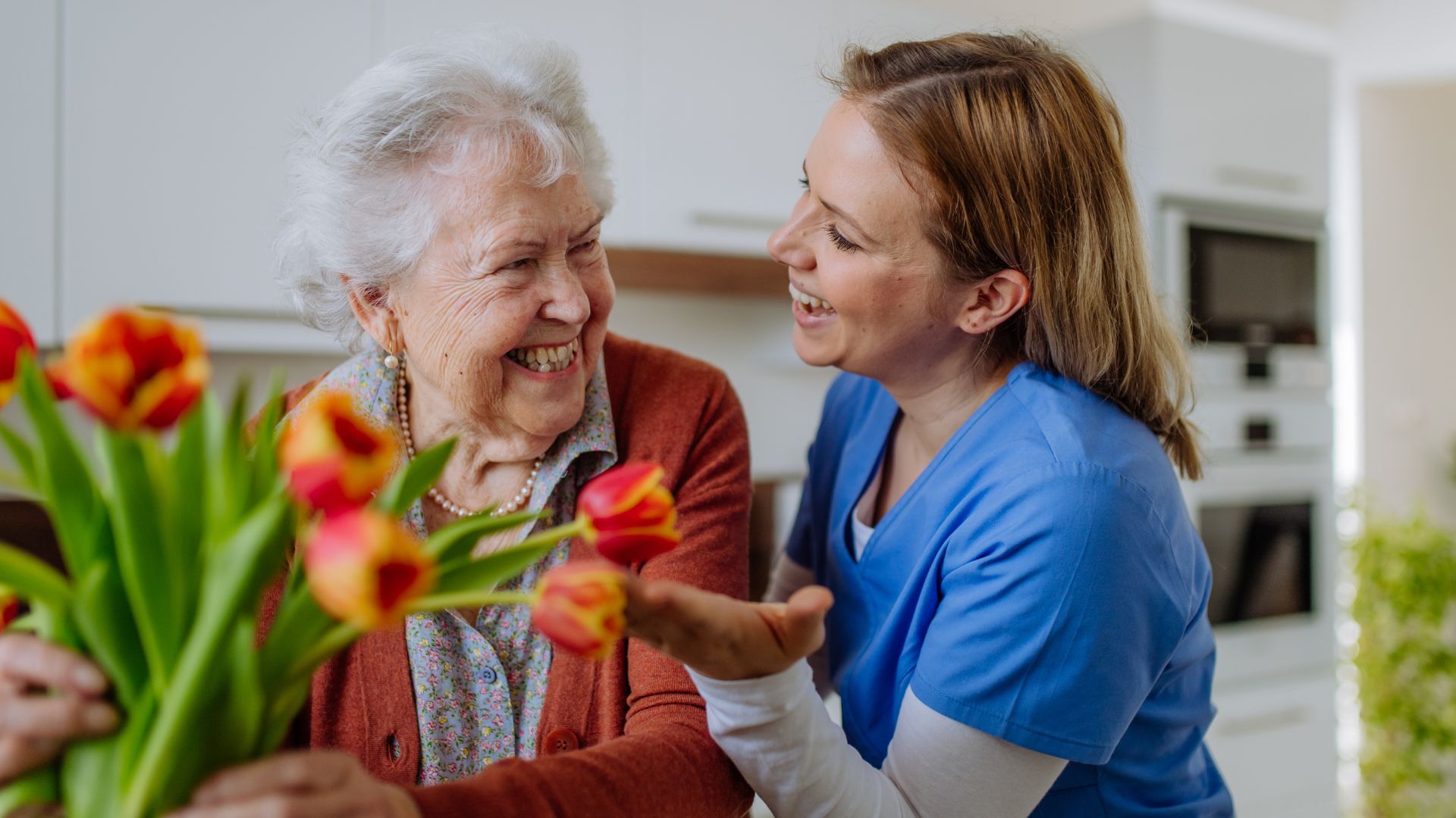 caregiver expressing gratitude to senior