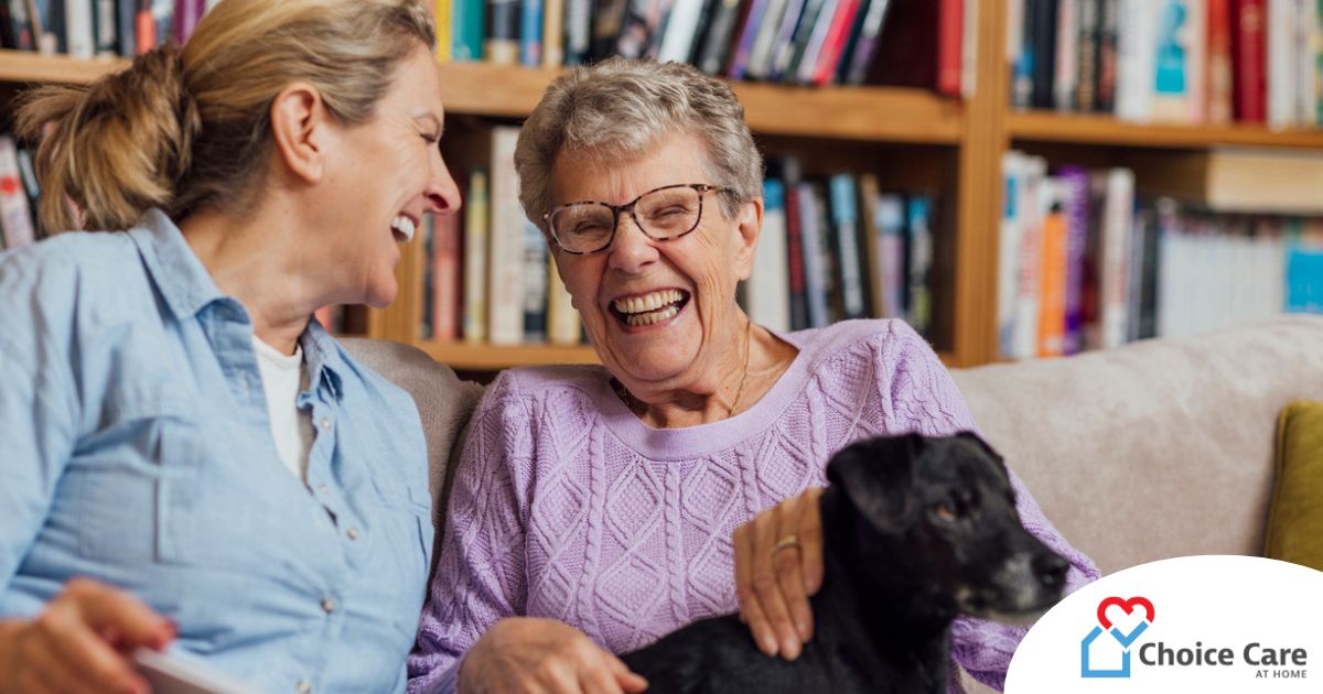 Through dementia care at home, a caregiver provides support to a senior.