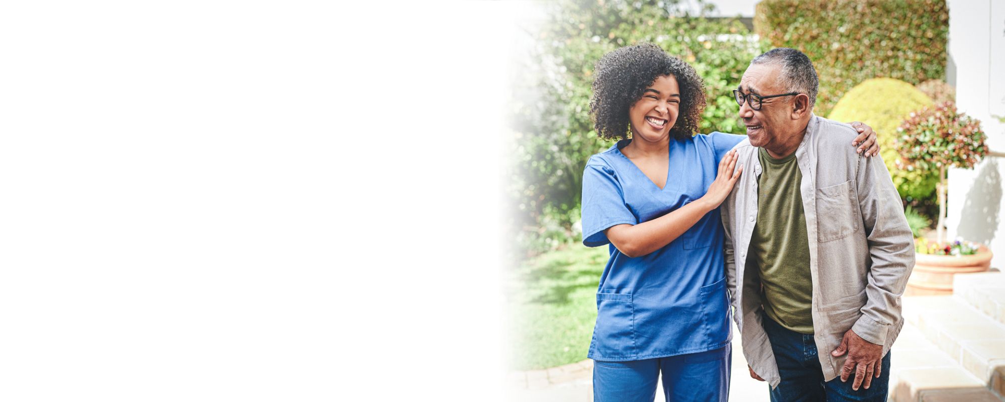 Home Care in Brown County Caregiver providing compassionate home care in Brown County, OH, while sharing a joyful moment with a senior outdoors
